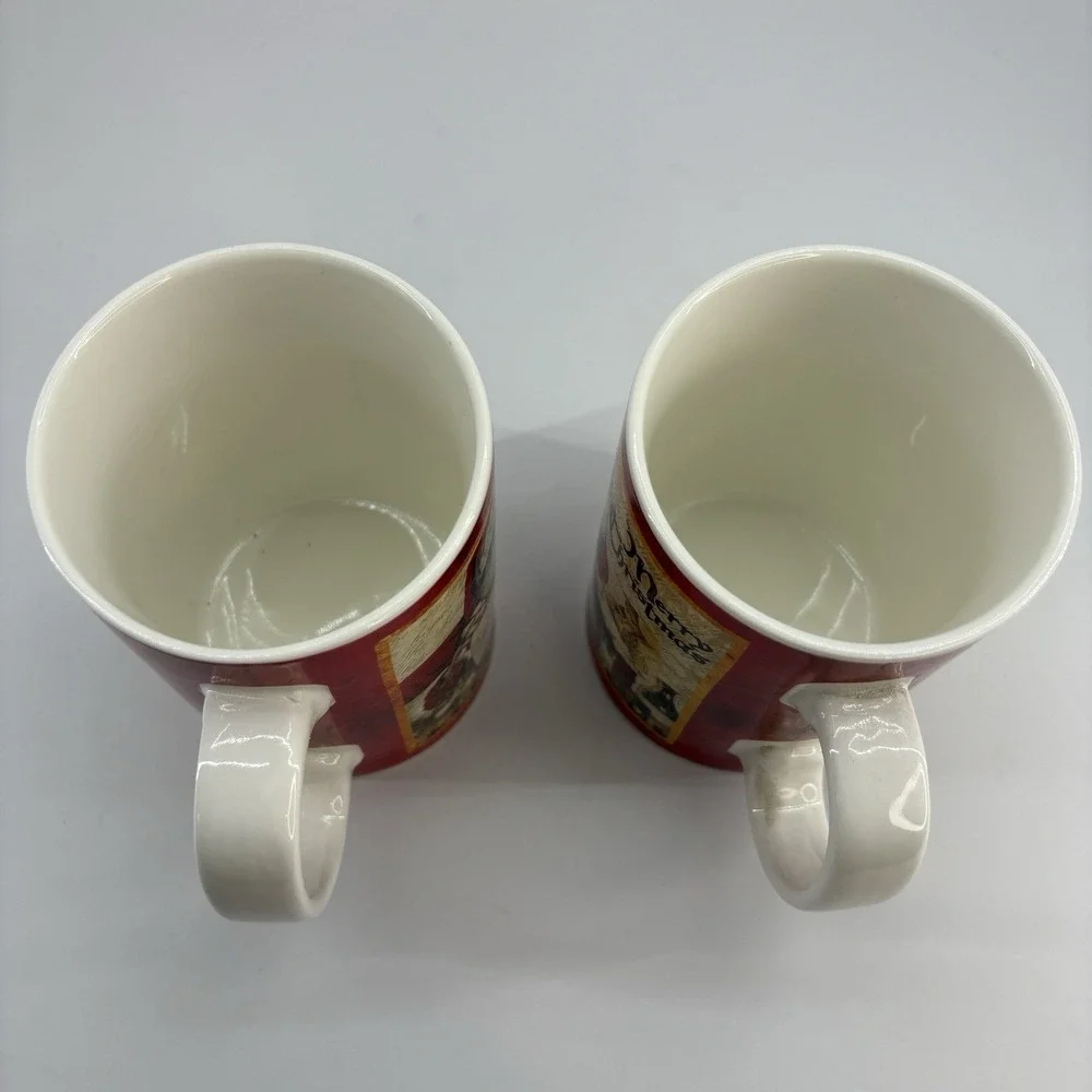 Lot Of 2 Burton + Burton Larry Hersberger‎ Collection Merry Christmas Santa Mugs